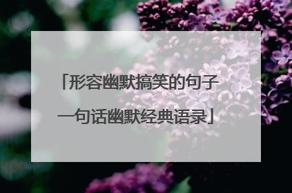 形容幽默搞笑的句子 一句话幽默经典语录