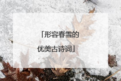 形容春雪的优美古诗词