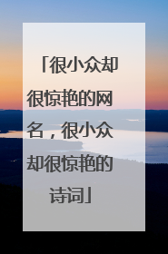 很小众却很惊艳的网名，很小众却很惊艳的诗词