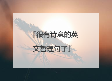 很有诗意的英文哲理句子