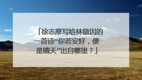 徐志摩写给林徽因的一首诗“你若安好，便是晴天”出自哪里？