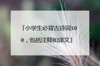 小学生必背古诗词100，包括注释和译文