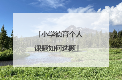 小学德育个人课题如何选题