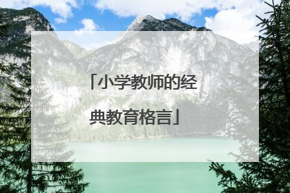 小学教师的经典教育格言