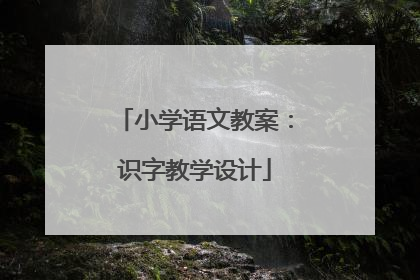 小学语文教案:识字教学设计