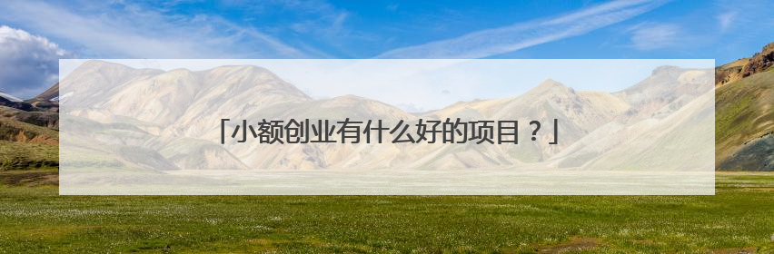 小额创业有什么好的项目？