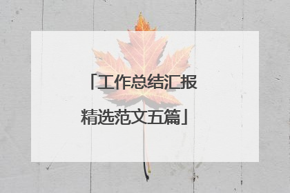 工作总结汇报精选范文五篇