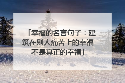 幸福的名言句子：建筑在别人痛苦上的幸福不是真正的幸福