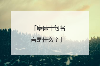 康德十句名言是什么？