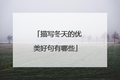 描写冬天的优美好句有哪些