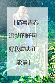 描写青春追梦的好句好段励志正能量