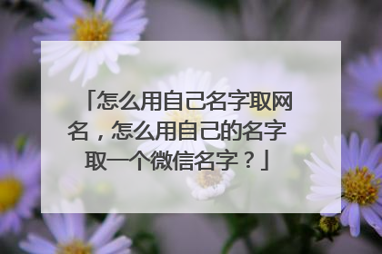 怎么用自己名字取网名,怎么用自己的名字取一个微信名字?