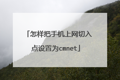 怎样把手机上网切入点设置为cmnet