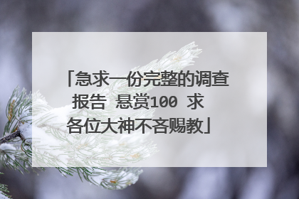 急求一份完整的调查报告 悬赏100 求各位大神不吝赐教