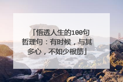 悟透人生的100句哲理句：有时候，与其多心，不如少根筋