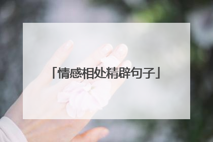 情感相处精辟句子