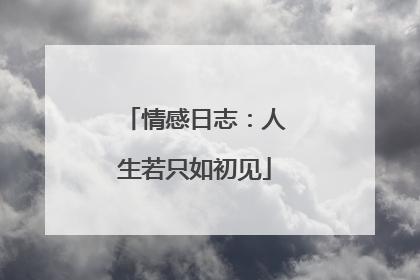 情感日志:人生若只如初见