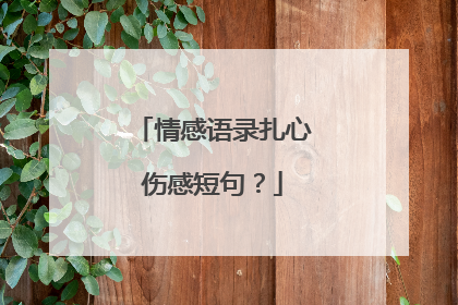 情感语录扎心伤感短句？