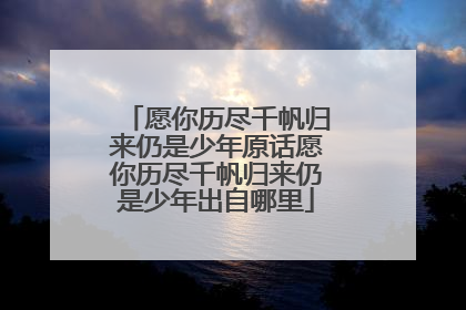 愿你历尽千帆归来仍是少年原话愿你历尽千帆归来仍是少年出自哪里