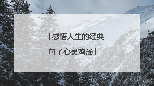 感悟人生的经典句子心灵鸡汤