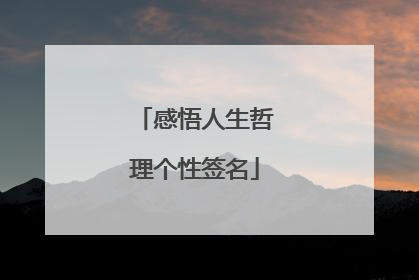感悟人生哲理个性签名