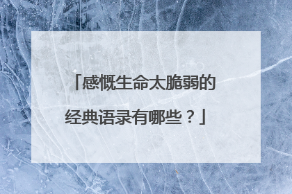 感慨生命太脆弱的经典语录有哪些?