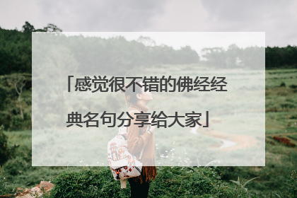 感觉很不错的佛经经典名句分享给大家
