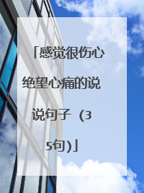 感觉很伤心绝望心痛的说说句子 (35句)