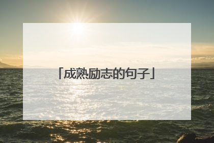 成熟励志的句子