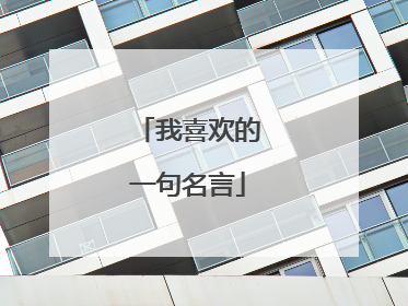 我喜欢的一句名言