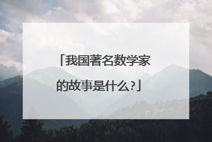 我国著名数学家的故事是什么?