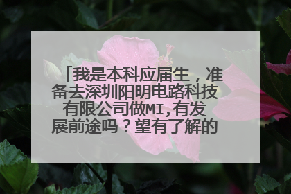 我是本科应届生，准备去深圳阳明电路科技有限公司做MI,有发展前途吗？望有了解的人提点建议，谢谢！