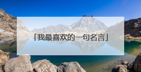 我最喜欢的一句名言