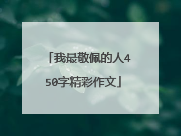 我最敬佩的人450字精彩作文