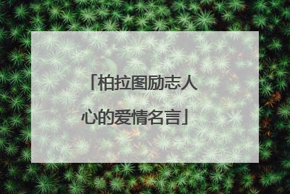 柏拉图励志人心的爱情名言