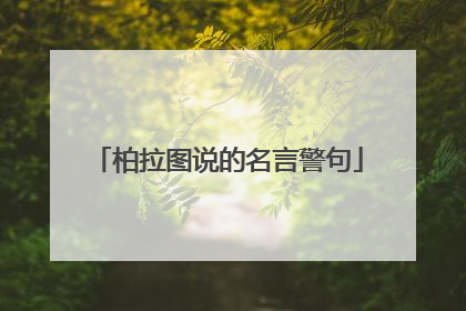 柏拉图说的名言警句