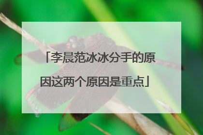 李晨范冰冰分手的原因这两个原因是重点