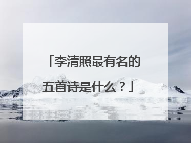 李清照最有名的五首诗是什么？