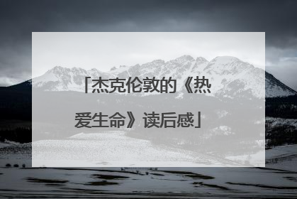 杰克伦敦的《热爱生命》读后感