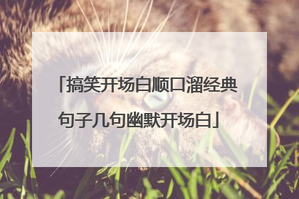 搞笑开场白顺口溜经典句子几句幽默开场白