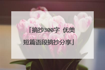 摘抄300字 优美短篇语段摘抄分享