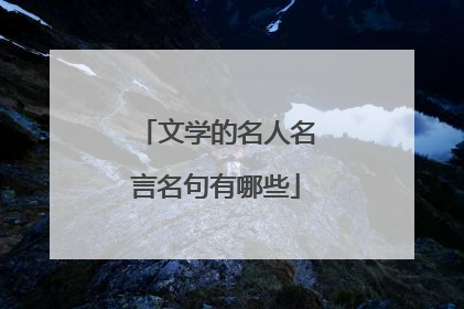 文学的名人名言名句有哪些