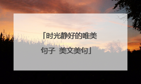 时光静好的唯美句子 美文美句