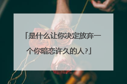 是什么让你决定放弃一个你暗恋许久的人?