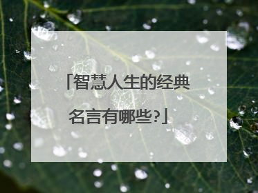 智慧人生的经典名言有哪些?