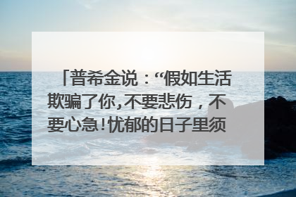 普希金说：“假如生活欺骗了你,不要悲伤，不要心急!忧郁的日子里须要镇静:相信吧，快乐的日子将会来临