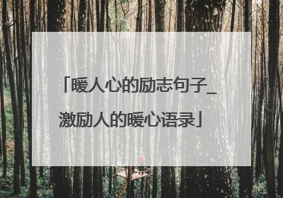 暖人心的励志句子_激励人的暖心语录