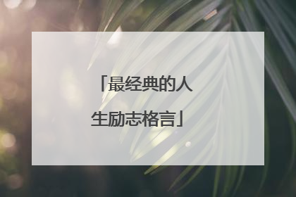 最经典的人生励志格言