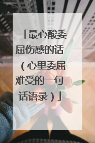 最心酸委屈伤感的话（心里委屈难受的一句话语录）