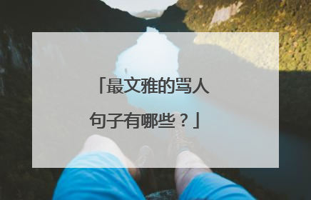 最文雅的骂人句子有哪些？